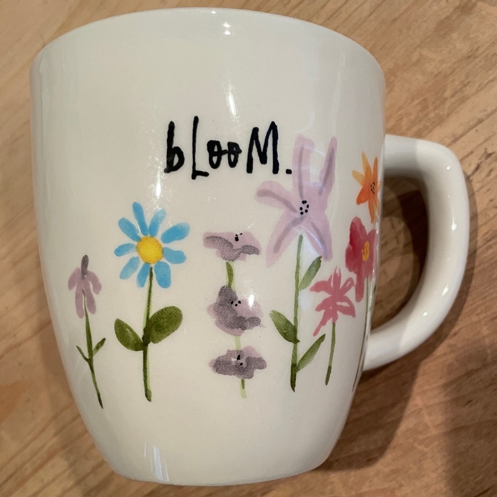 Rae Dunn Bloom Grow Double Sided Floral Oversized Artisan Mug Any Occasion Gift